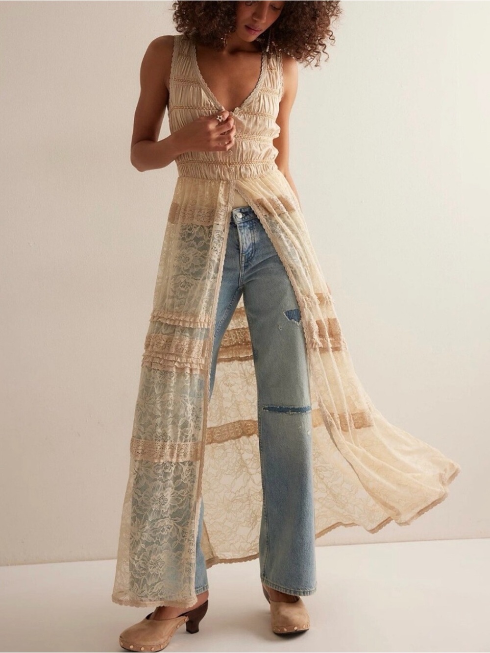 Sweet Saloon sheer lace maxi bodysuit xl